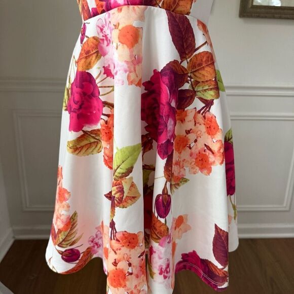 Windsor Large Print Floral Fit and Flare Mini Dress L - Picture 3 of 7
